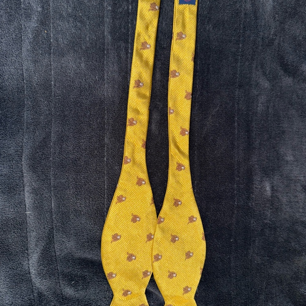 Allen Solly Yellow and Brown Patterned Bow Tie